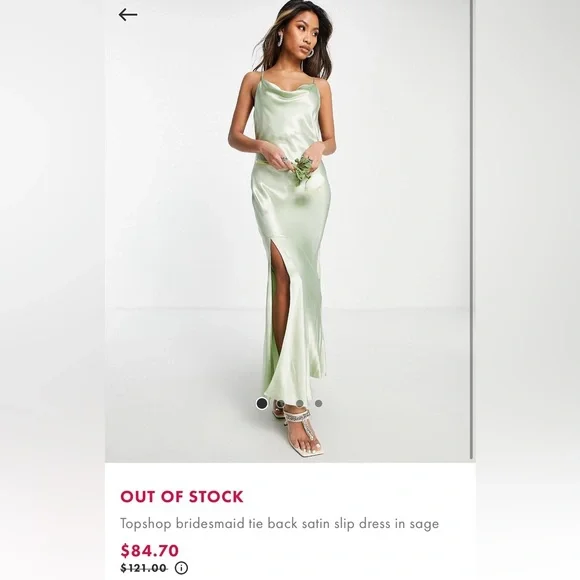 Topshop | Dresses | Viral Tiktok Satin Dress Topshop Dress Bnwt Bridesmaid  Wedding Formal Prom | Poshmark